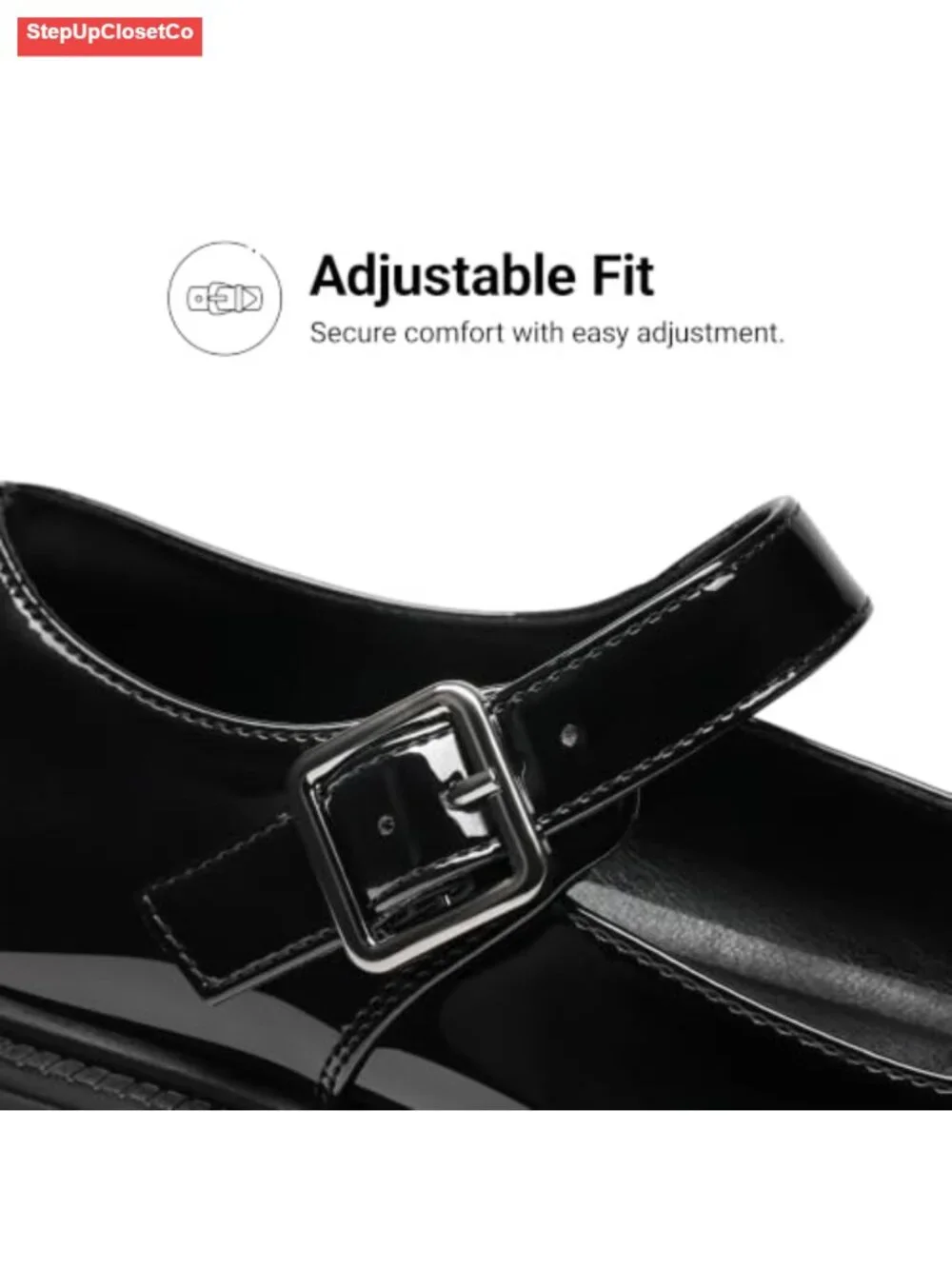 Chunky Mary Jane Flats for Women - Faux Leather Platform Shoes